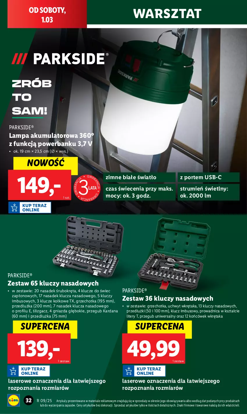 Gazetka promocyjna Lidl - GAZETKA - ważna 24.02 do 01.03.2025 - strona 36 - produkty: Akumulator, Lampa, Parkside, Por, Powerbank, Rum, Ser, Wkręt