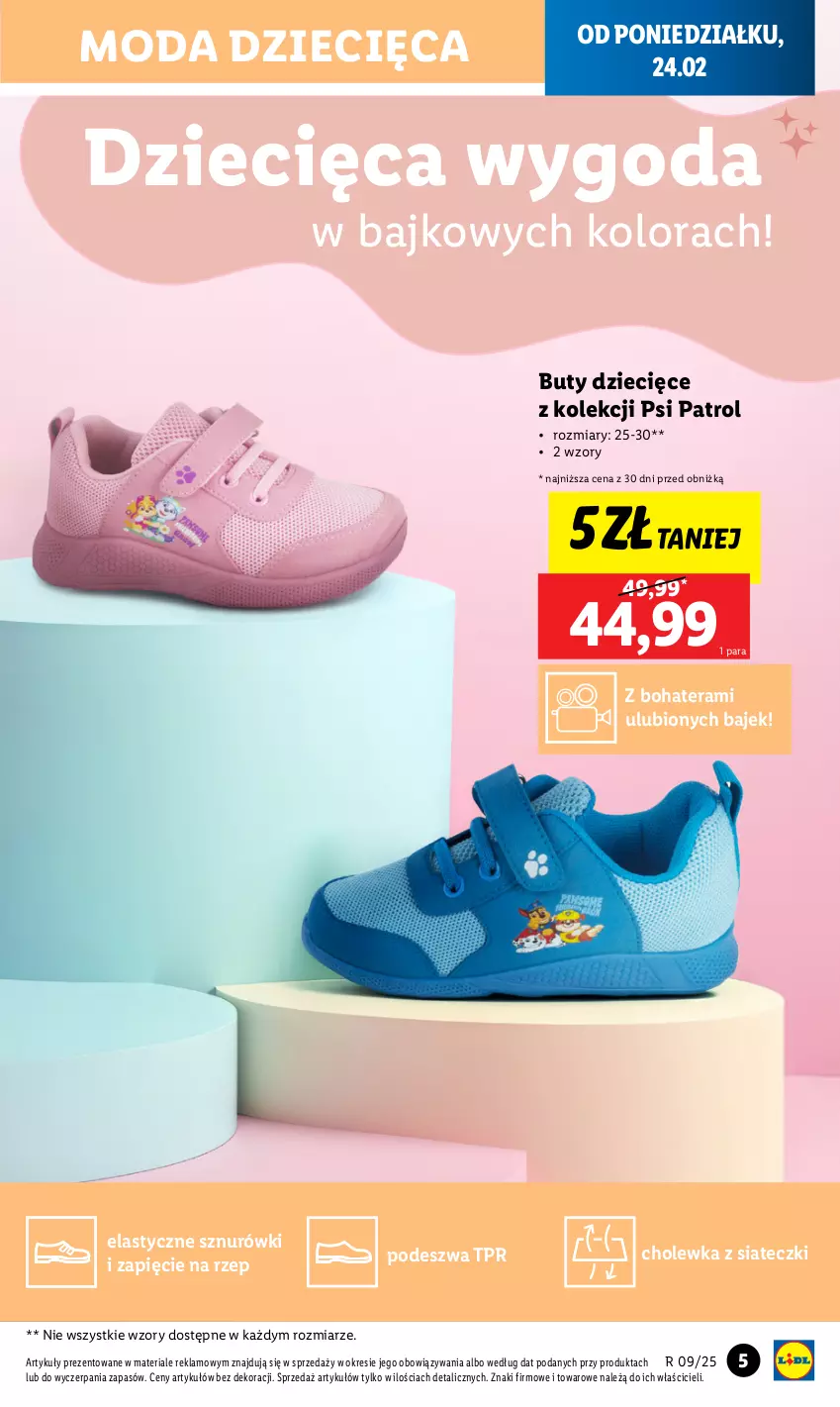 Gazetka promocyjna Lidl - GAZETKA - ważna 24.02 do 01.03.2025 - strona 9 - produkty: Buty, Dzieci, Moda, Psi Patrol, Tera