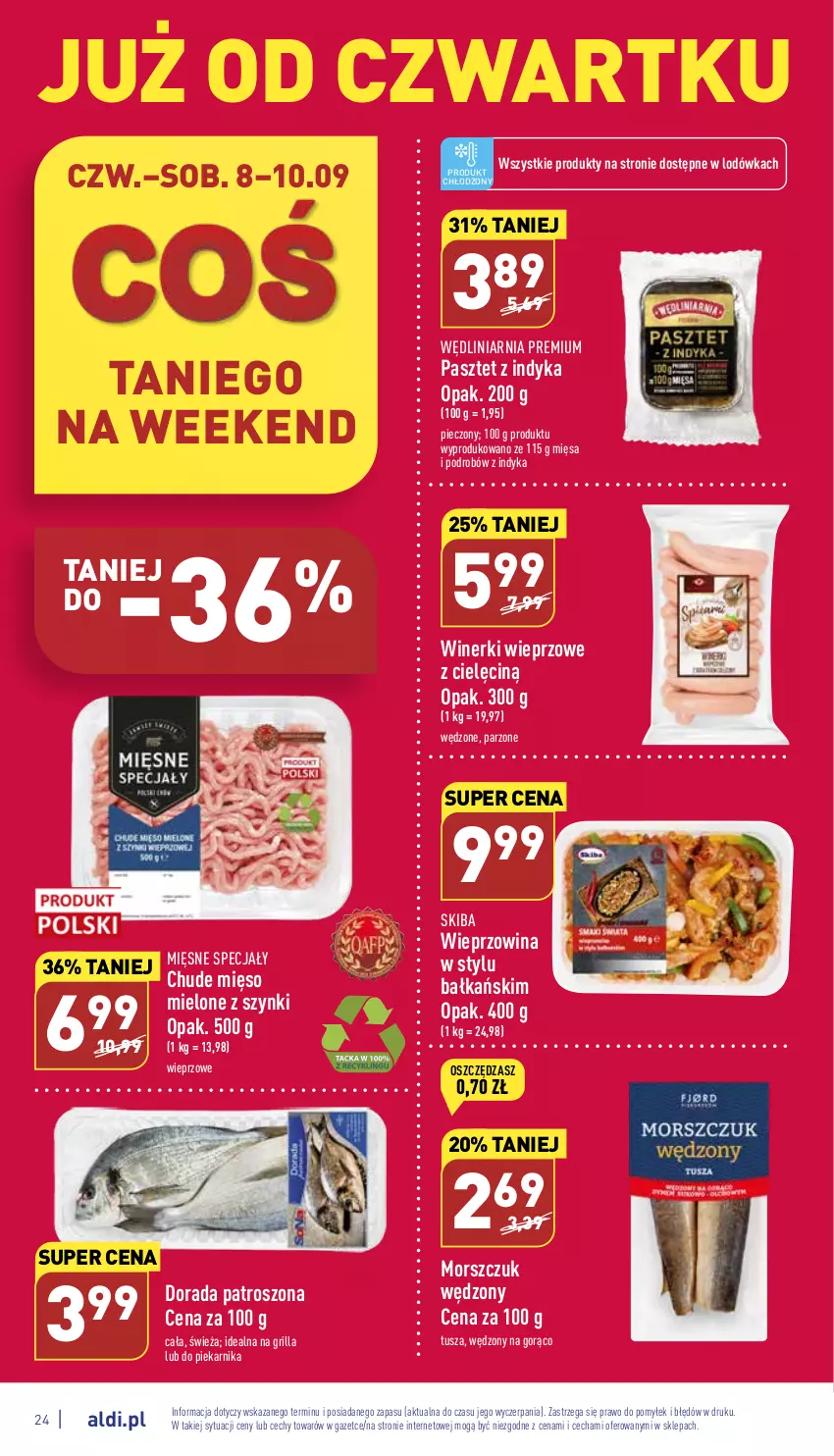 Gazetka promocyjna Aldi - Pełny katalog - ważna 05.09 do 10.09.2022 - strona 24 - produkty: Grill, Lodówka, Mięsne specjały, Mięso, Mięso mielone, Mięso mielone z szynki, Pasztet, Pasztet z indyka, Piec, Piekarnik, Tusz, Wieprzowina