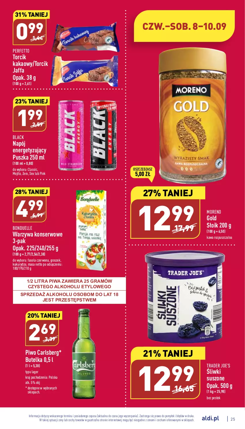 Gazetka promocyjna Aldi - Pełny katalog - ważna 05.09 do 10.09.2022 - strona 25 - produkty: Bonduelle, Carlsberg, Fa, Fasola, Gra, Groszek, Kakao, Kawa, Kawa rozpuszczalna, Kukurydza, Lack, Napój, Piwa, Piwo, Ser, Stek, Warzywa, Warzywa konserwowe