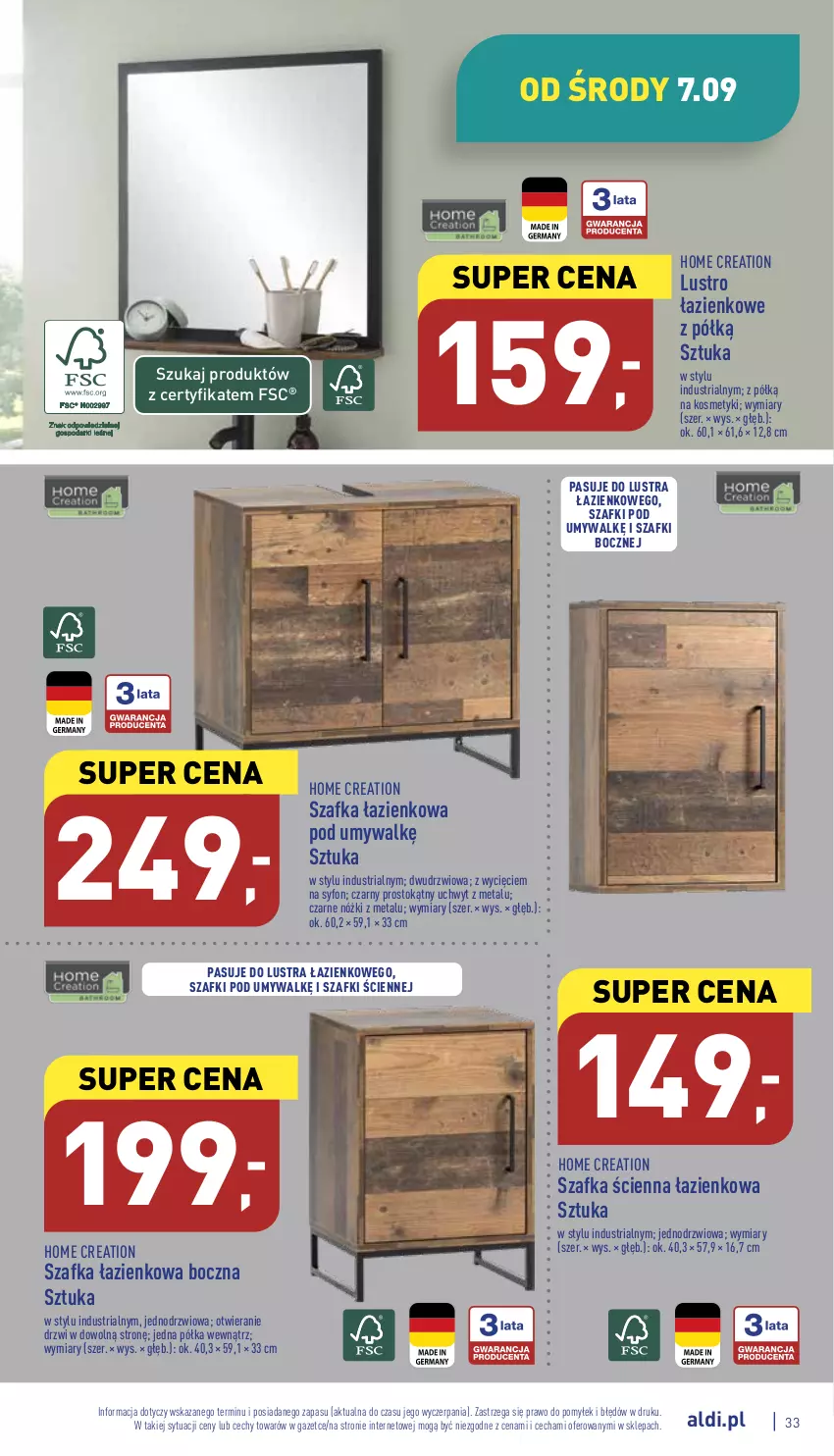 Gazetka promocyjna Aldi - Pełny katalog - ważna 05.09 do 10.09.2022 - strona 33 - produkty: Drzwi, Lustro, Półka, Syfon, Szafka, Szafka łazienkowa