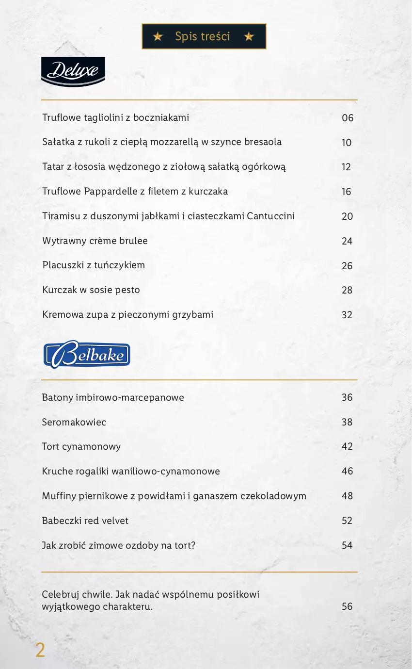 Gazetka promocyjna Lidl - KATALOG DELUXE I BELBAKE - ważna 05.11 do 31.12.2021 - strona 2 - produkty: Babeczki, Baton, Boczniak, Bresaola, Dell, Imbir, Jabłka, Kurczak, Makowiec, Muffiny, Pesto, Piec, Piernik, Rogal, Sałat, Sałatka, Ser, Sos, Tuńczyk, Velvet, Zupa