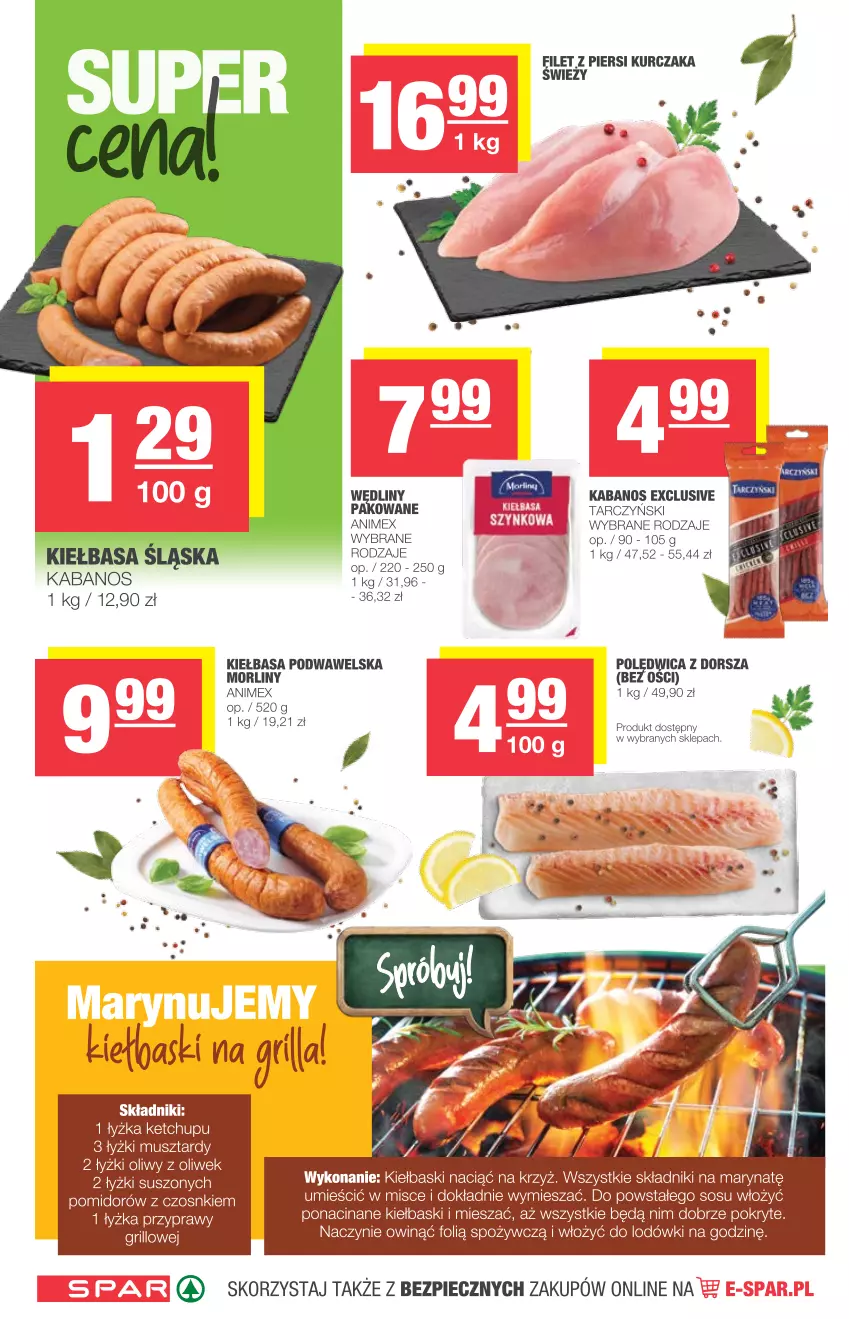 Gazetka promocyjna Spar - Spar - ważna 16.06 do 22.06.2021 - strona 4 - produkty: Dorsz, Grill, Kabanos, Ketchup, Kiełbasa, Kiełbasa podwawelska, Kurczak, Morliny, Mus, Piec, Polędwica, Przyprawy, Sos, Wawel