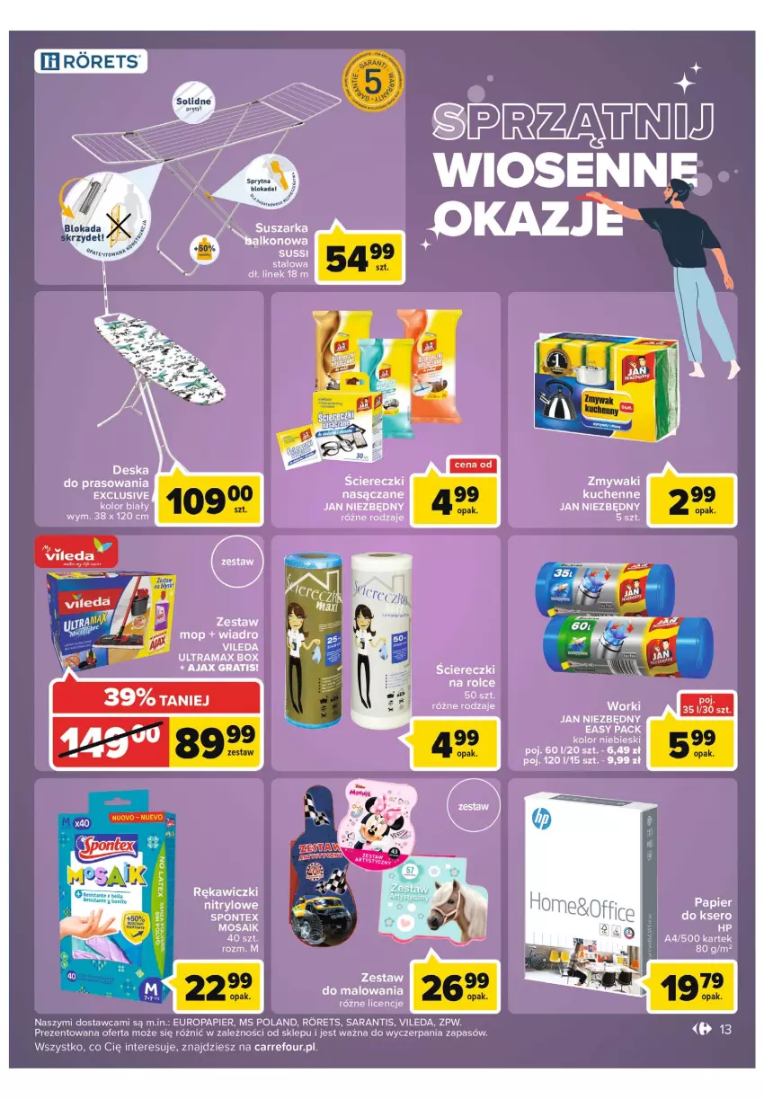 Gazetka promocyjna Carrefour - Gazetka Wielki wybór cenionych marek - ważna 01.03 do 12.03.2022 - strona 13 - produkty: Ajax, Gra, Jan Niezbędny, Papier, Rama, Ser, Vileda, Zestaw do malowania, Zmywaki kuchenne