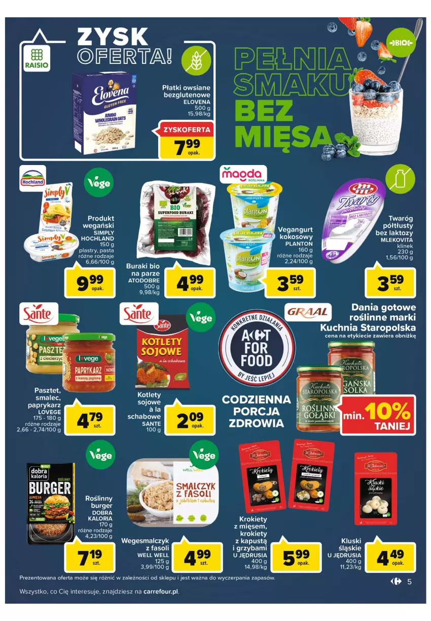 Gazetka promocyjna Carrefour - Gazetka Wielki wybór cenionych marek - ważna 01.03 do 12.03.2022 - strona 5 - produkty: Buraki, Burger, Dania gotowe, Fa, Gra, Graal, Hochland, Kapustą, Krokiety, Kuchnia, Kuchnia Staropolska, Mleko, Mlekovita, Papryka, Paprykarz, Pasztet, Płatki owsiane, Por, Sante, Smalec