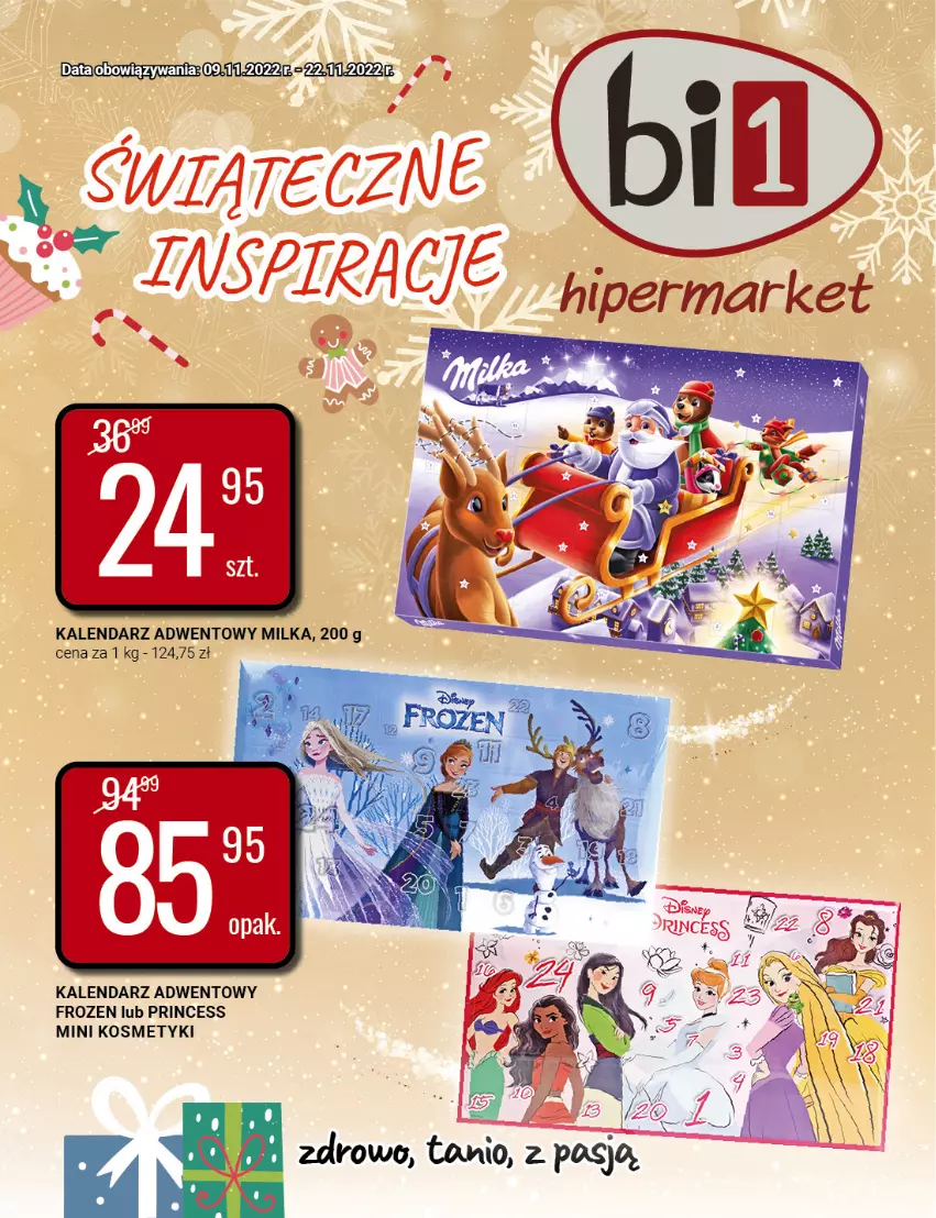 Gazetka promocyjna Bi1 - Świąteczne Inspiracje - ważna 09.11 do 22.11.2022 - strona 1 - produkty: Frozen, Kalendarz, Kalendarz adwentowy, Milka