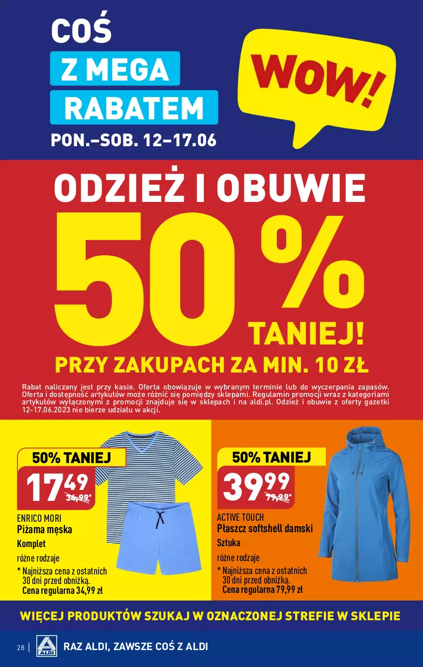 Gazetka promocyjna Aldi - Pełen katalog od 12.06 - ważna 12.06 do 17.06.2023 - strona 28 - produkty: Obuwie, Piżama, Płaszcz