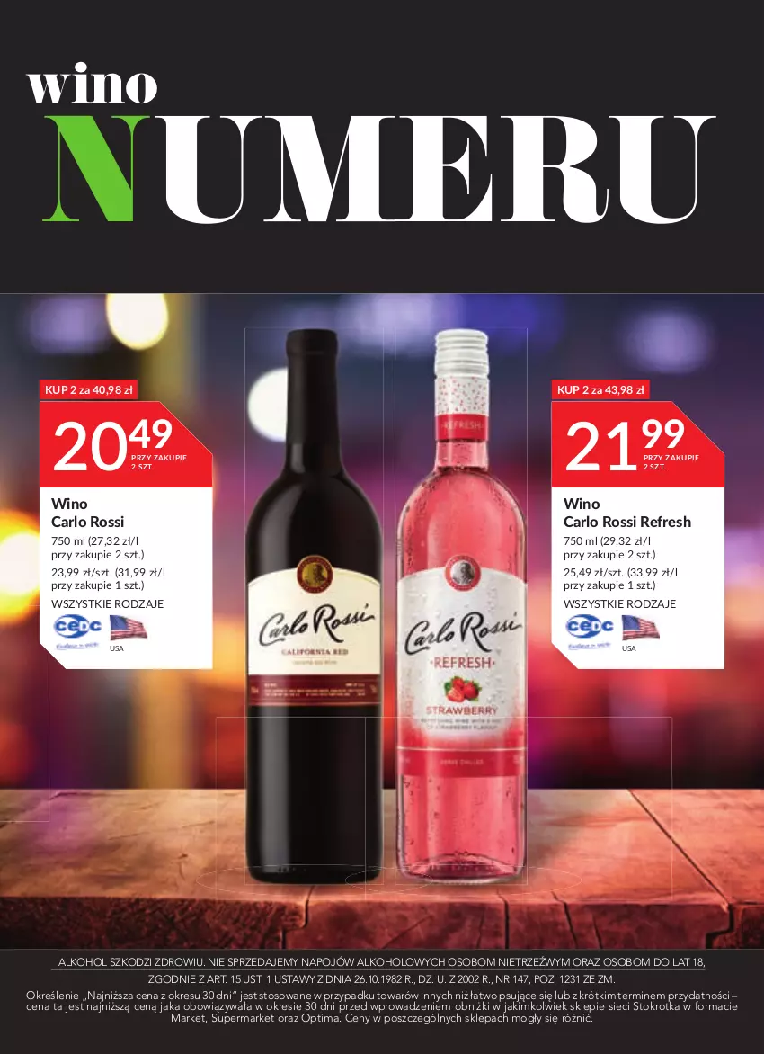 Gazetka promocyjna Stokrotka - Katalog Kulinarny - ważna 15.06 do 28.06.2023 - strona 15 - produkty: Carlo Rossi, Optima, Wino