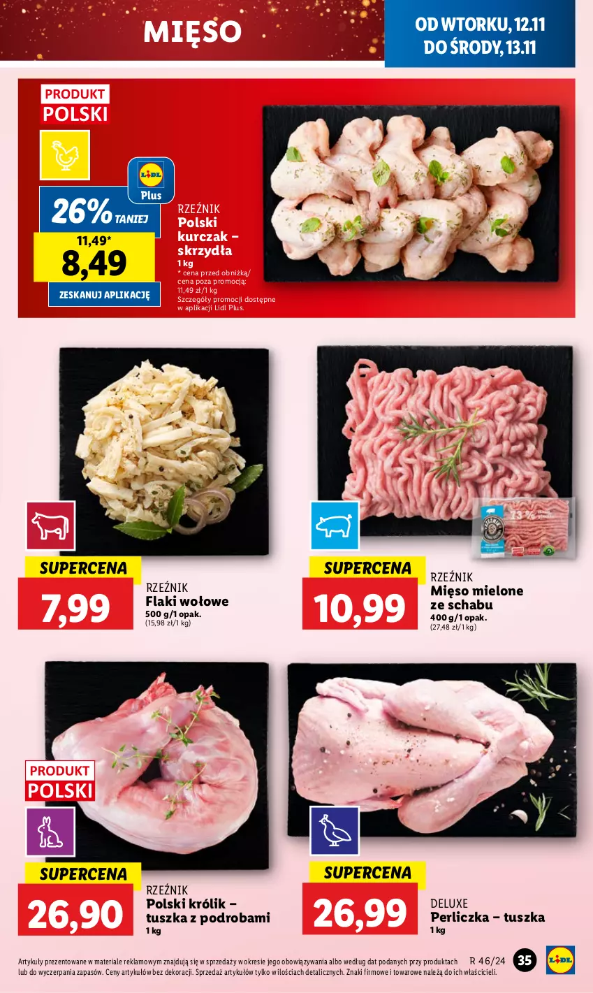 Gazetka promocyjna Lidl - GAZETKA - ważna 12.11 do 13.11.2024 - strona 39 - produkty: Flaki, Flaki wołowe, Królik, Kurczak, Mięso, Mięso mielone, Perliczka, Tusz