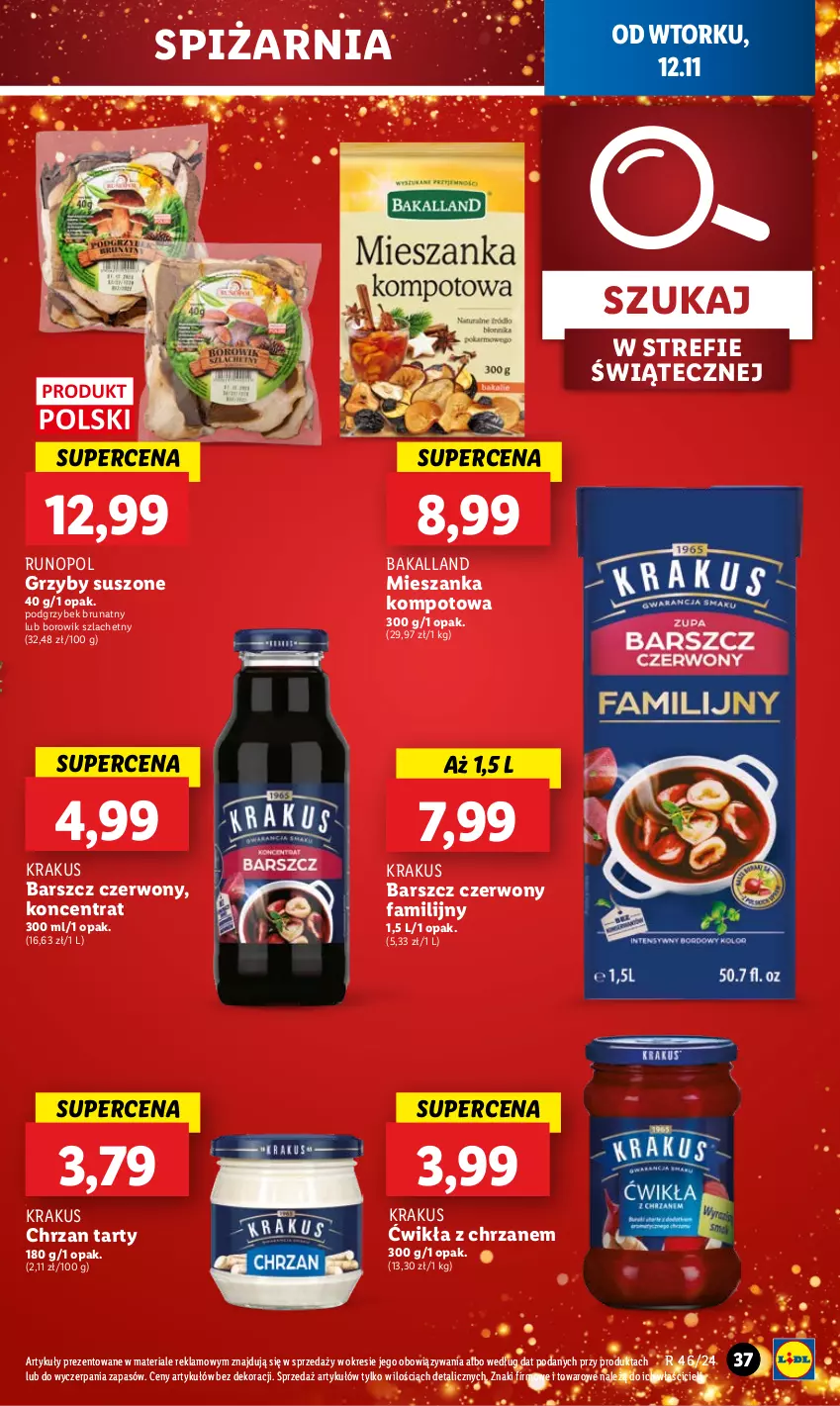 Gazetka promocyjna Lidl - GAZETKA - ważna 12.11 do 13.11.2024 - strona 41 - produkty: Bakalland, Chrzan, Fa, Grzyby, Krakus, Mieszanka kompotowa