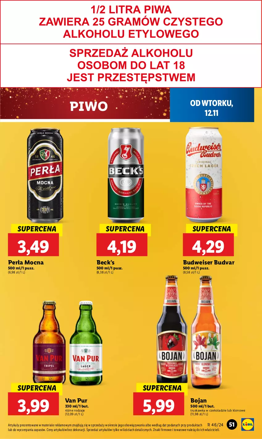 Gazetka promocyjna Lidl - GAZETKA - ważna 12.11 do 13.11.2024 - strona 57 - produkty: Perła, Piwo, Pur, Ser