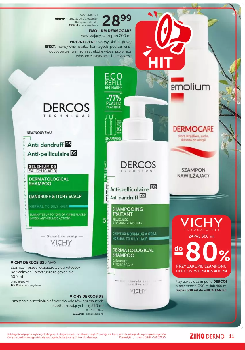 Gazetka promocyjna Ziko - Gazetka Ziko Dermo - ważna 30.04 do 14.05.2025 - strona 11 - produkty: Emolium, Szampon, Vichy