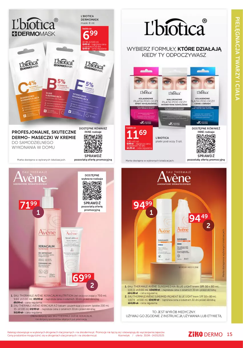 Gazetka promocyjna Ziko - Gazetka Ziko Dermo - ważna 30.04 do 14.05.2025 - strona 15 - produkty: Avène, L'Biotica, Ser, XeraCalm