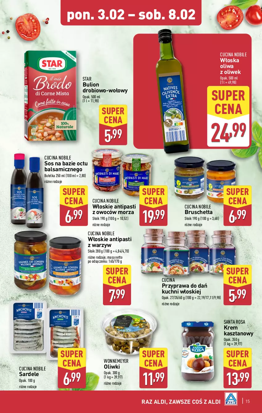 Gazetka promocyjna Aldi - Pełna oferta - ważna 03.02 do 08.02.2025 - strona 15 - produkty: Bulion, Lion, Oliwa z oliwek, Oliwki, Sos