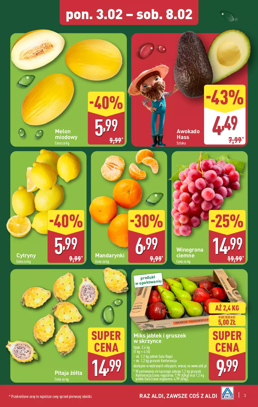 Gazetka promocyjna Aldi - Pełna oferta - ważna 03.02 do 08.02.2025 - strona 3 - produkty: Cytryny, Gala, Mandarynki, Melon, Por, Wino, Winogrona