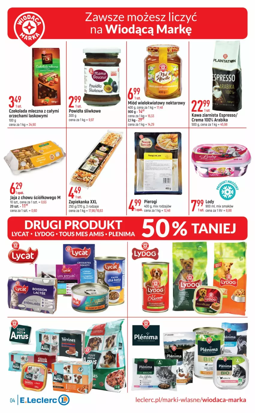 Gazetka promocyjna E Leclerc - ważna 23.08 do 03.09.2022 - strona 4 - produkty: BIC, Czekolada, Czekolada mleczna, Jaja, Kawa, Kawa ziarnista, Lody, Pierogi, Ser, Warzywa, Zapiekanka