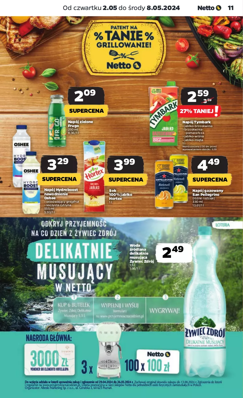 Gazetka promocyjna Netto - Artykuły spożywcze - ważna 02.05 do 08.05.2024 - strona 11 - produkty: Grejpfrut, Hortex, LANA, Mięta, Mus, Napój, Napój gazowany, Oshee, Sok, Tymbark, Woda