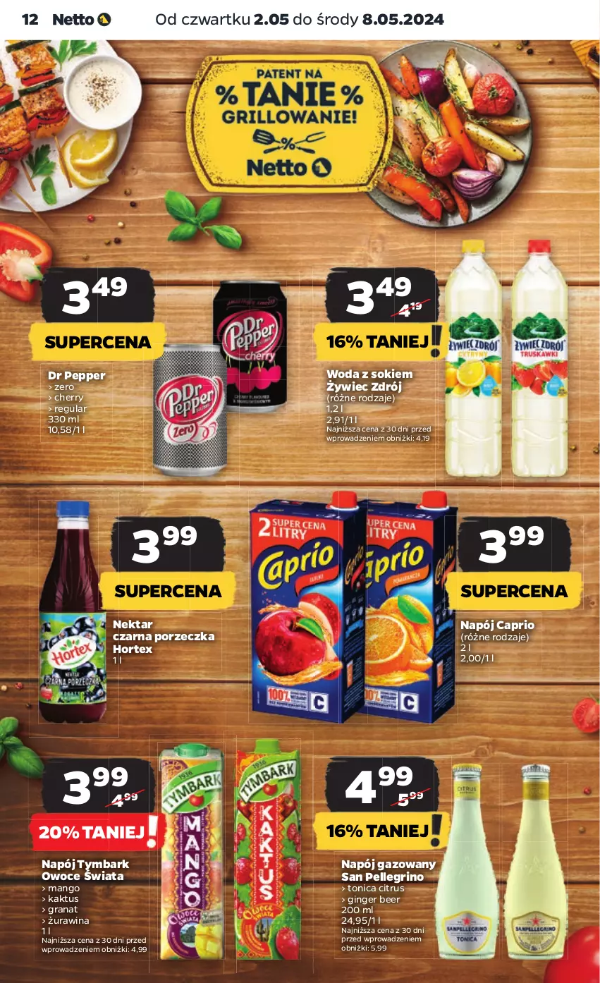 Gazetka promocyjna Netto - Artykuły spożywcze - ważna 02.05 do 08.05.2024 - strona 12 - produkty: Gin, Gra, Granat, Hortex, Kaktus, Mango, Napój, Napój gazowany, Nektar, Owoce, Por, Sok, Tymbark, Woda