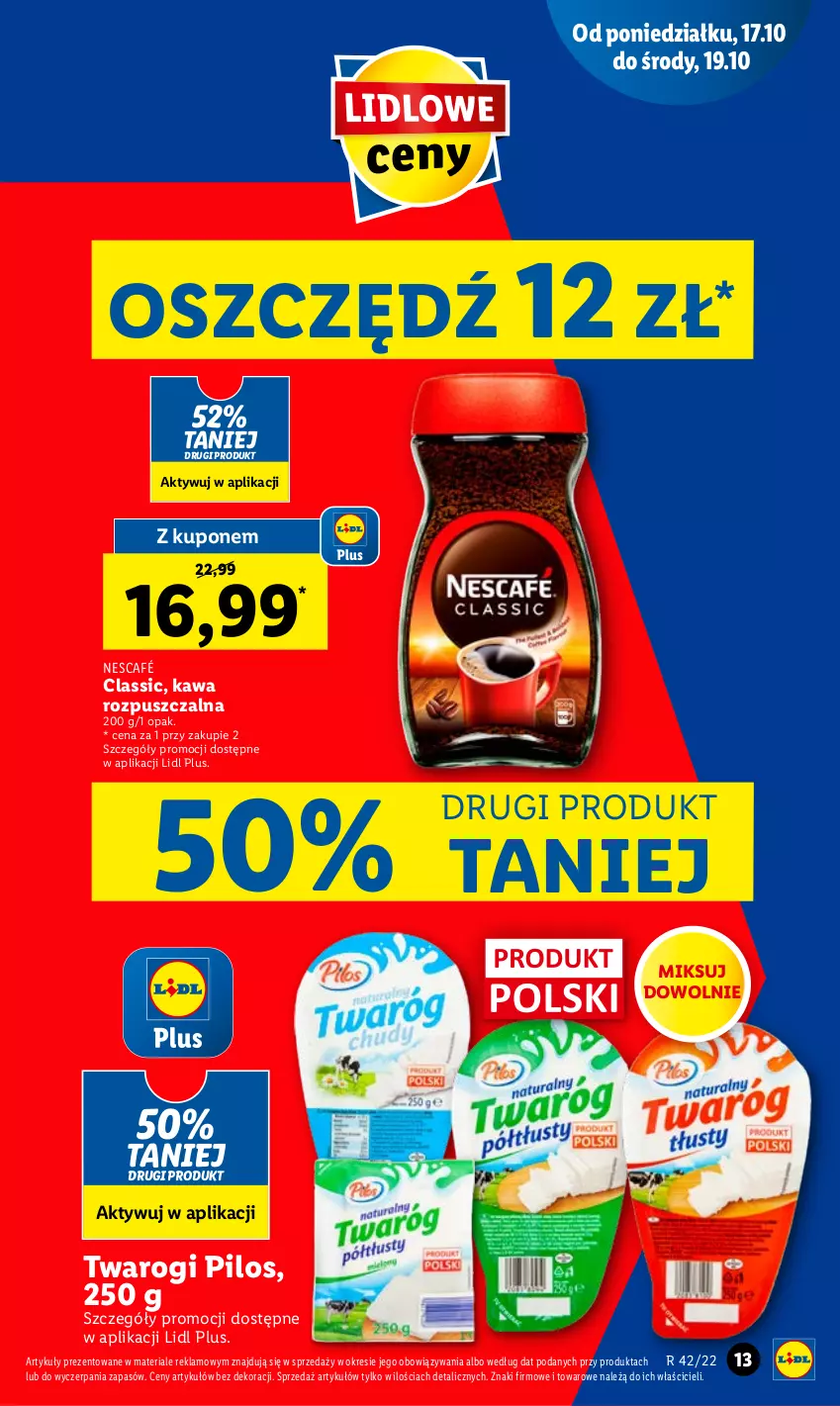 Gazetka promocyjna Lidl - GAZETKA - ważna 17.10 do 19.10.2022 - strona 13 - produkty: Kawa, Kawa rozpuszczalna, Nescafé, Pilos