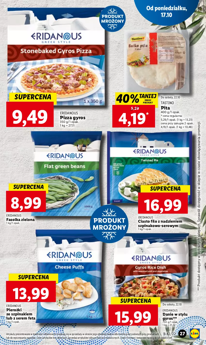 Gazetka promocyjna Lidl - GAZETKA - ważna 17.10 do 19.10.2022 - strona 29 - produkty: Fa, Feta, Gyros, Pizza, Ser, Szpinak