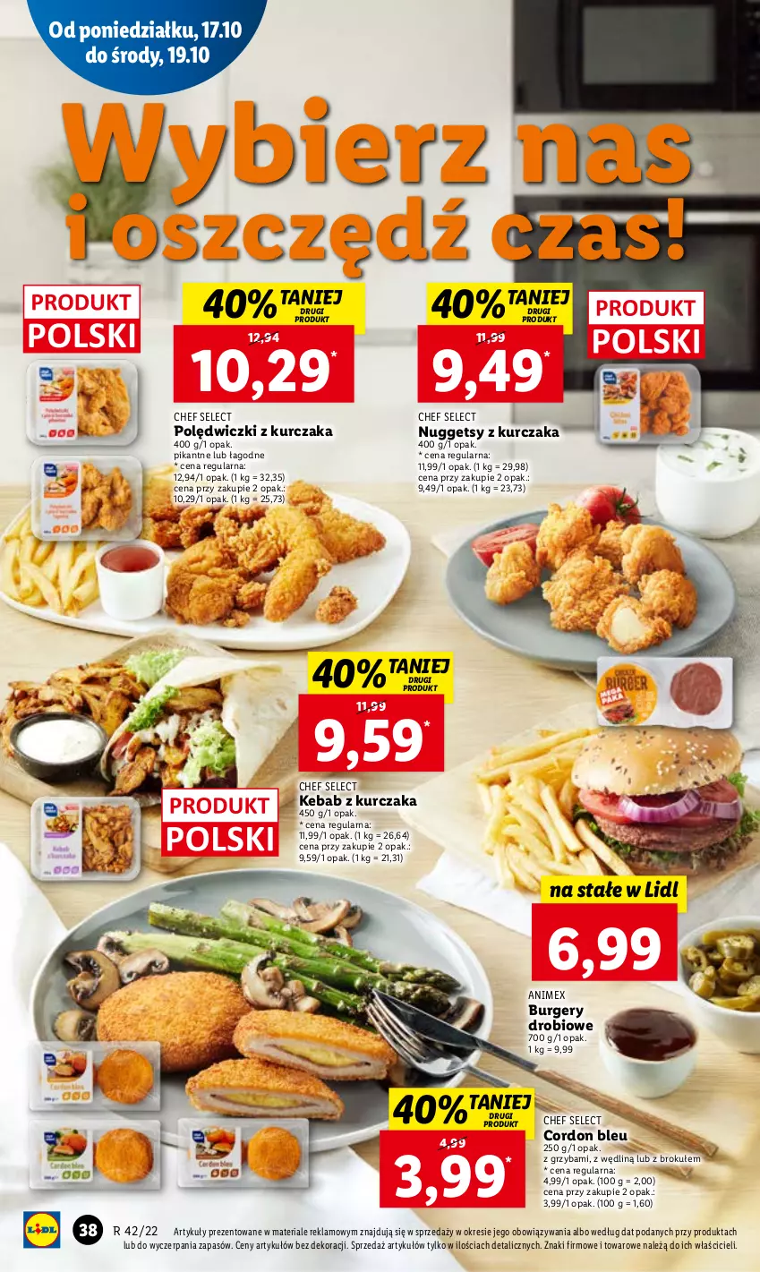 Gazetka promocyjna Lidl - GAZETKA - ważna 17.10 do 19.10.2022 - strona 40 - produkty: Burger, Cordon Bleu, Kebab, Kebab z kurczaka, Kurczak, Polędwiczki z kurczaka