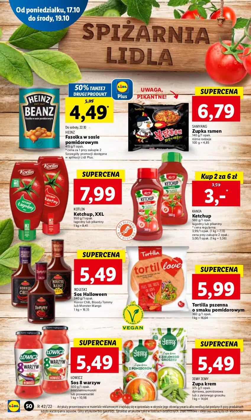 Gazetka promocyjna Lidl - GAZETKA - ważna 17.10 do 19.10.2022 - strona 52 - produkty: Fa, Heinz, Ketchup, Kotlin, Mango, Sos, Tortilla, Waga, Zupa