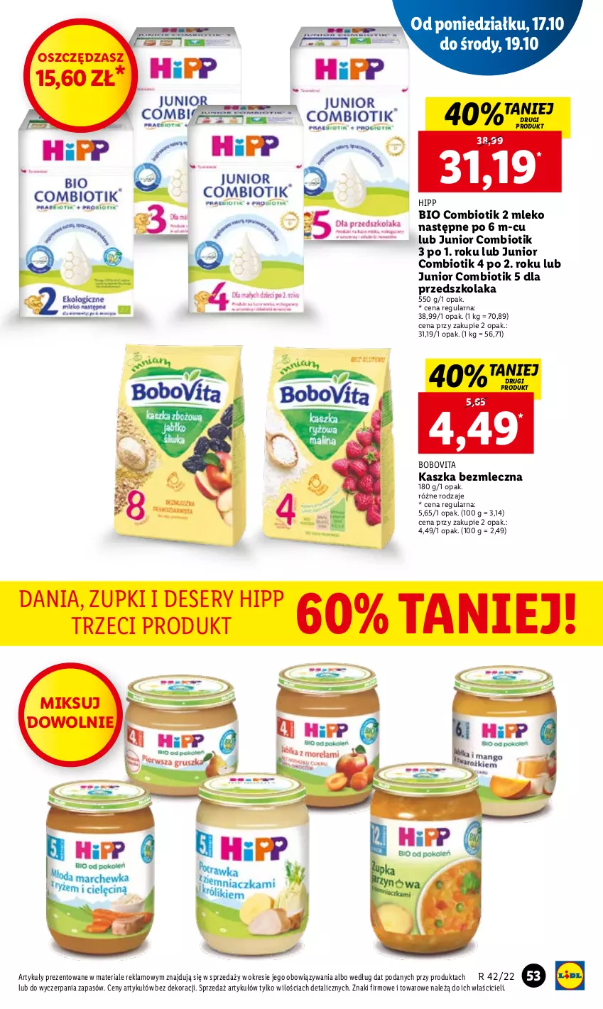 Gazetka promocyjna Lidl - GAZETKA - ważna 17.10 do 19.10.2022 - strona 55 - produkty: BoboVita, Deser, HiPP, Hipp Bio, Mleko, O nas, Ser