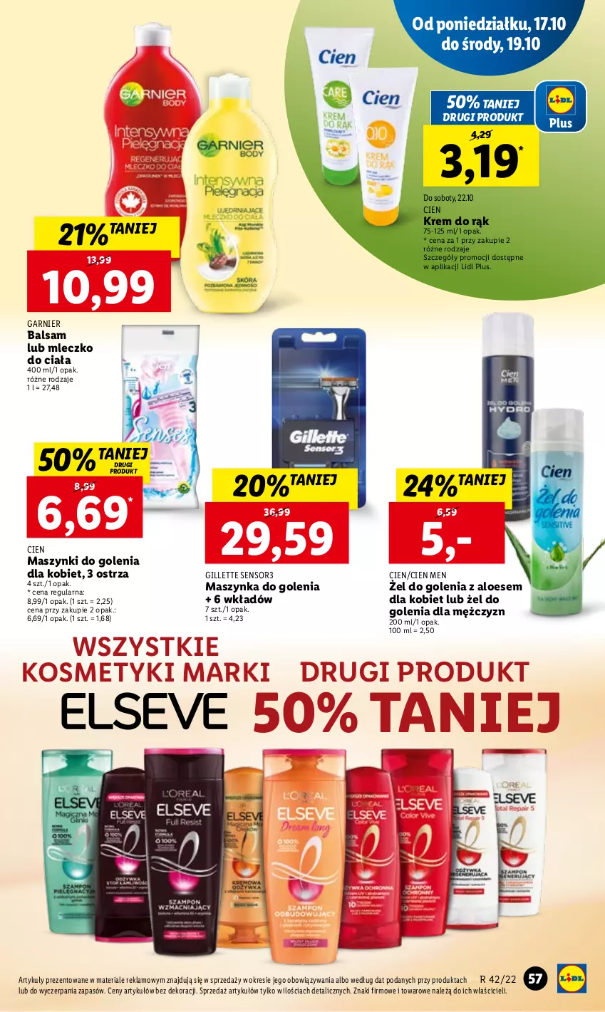 Gazetka promocyjna Lidl - GAZETKA - ważna 17.10 do 19.10.2022 - strona 59 - produkty: Garnier, Gillette, Krem do rąk, Maszynka, Maszynka do golenia, Mleczko, Mleczko do ciała, Szynka