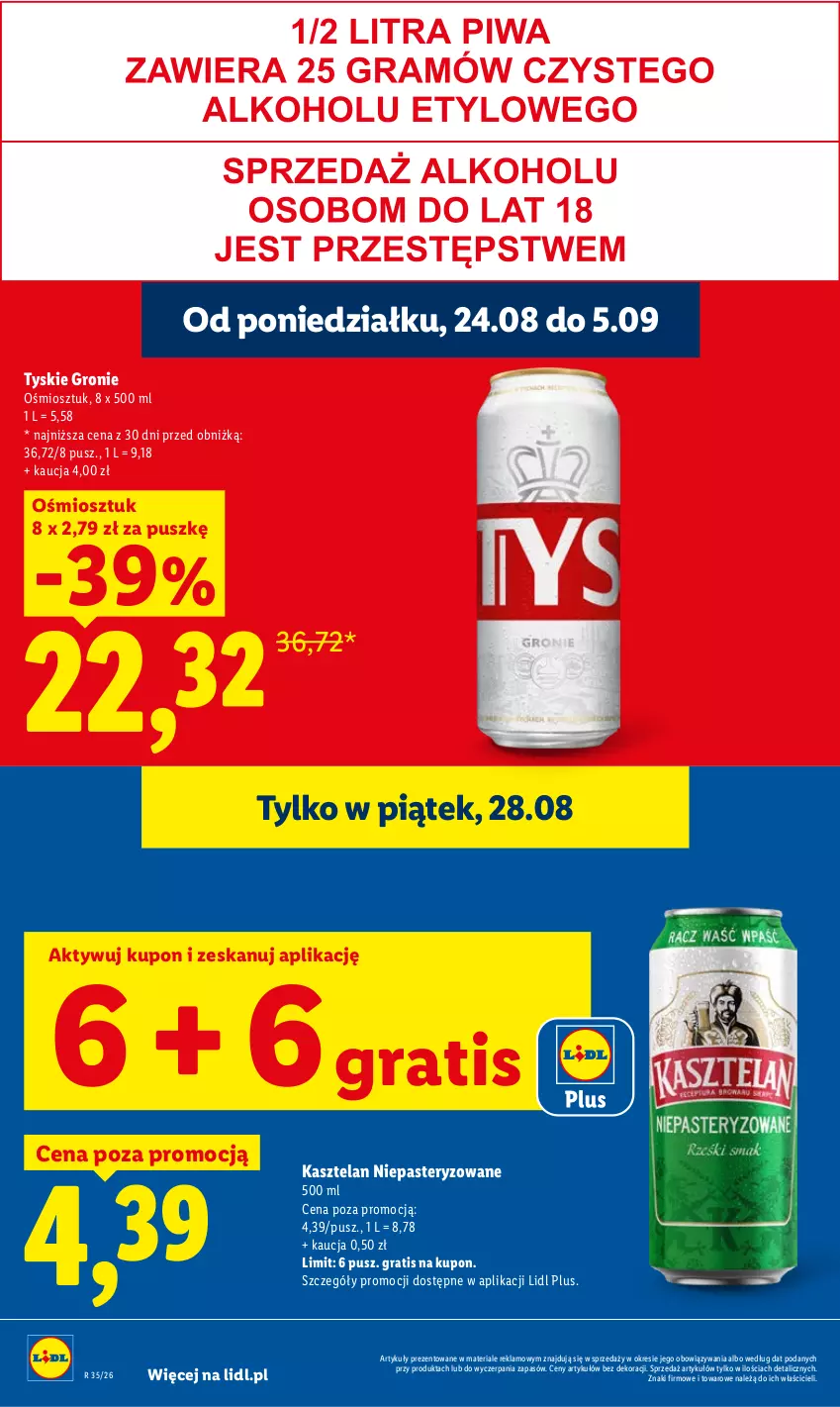 Gazetka promocyjna Lidl - Gazetka ważna od 27.08 do 30.08 - ważna 27.08 do 30.08.2026 - strona 24 - produkty: Gra, Kasztelan, Tyskie