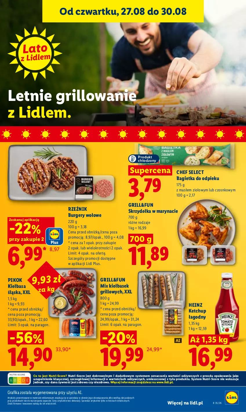 Gazetka promocyjna Lidl - Gazetka ważna od 27.08 do 30.08 - ważna 27.08 do 30.08.2026 - strona 49 - produkty: Bagietka, Burger, Gra, Grafika, Grill, Heinz, Ketchup, Kiełbasa, Kiełbasa śląska, PIKOK