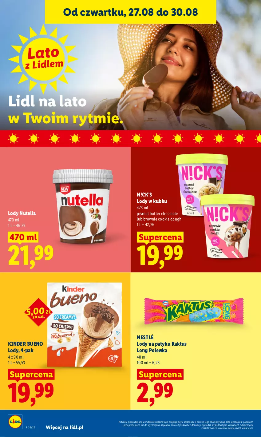 Gazetka promocyjna Lidl - Gazetka ważna od 27.08 do 30.08 - ważna 27.08 do 30.08.2026 - strona 56 - produkty: Brownie, Kaktus, Kinder, Kinder Bueno, Lody, Nestlé, Nutella