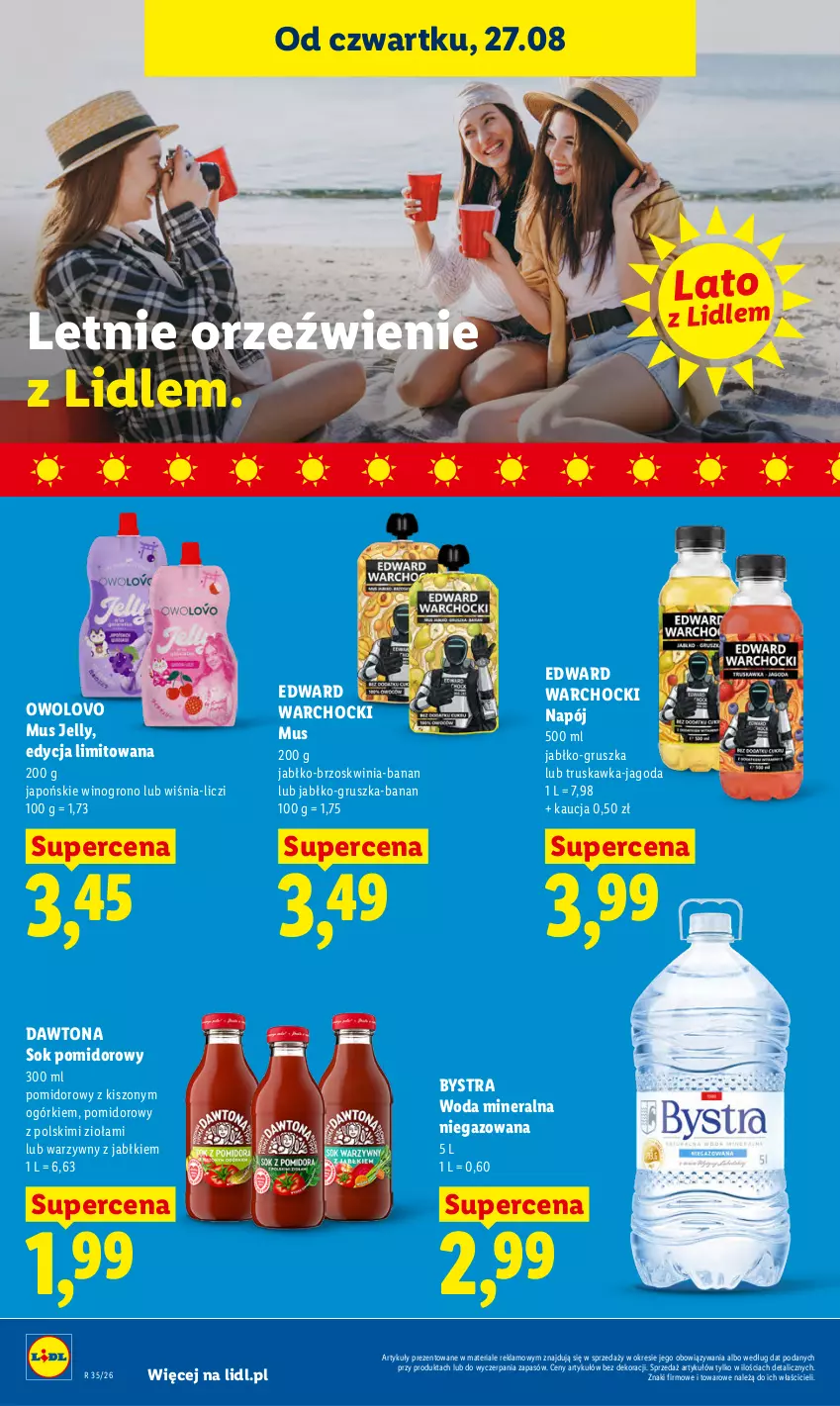 Gazetka promocyjna Lidl - Gazetka ważna od 27.08 do 30.08 - ważna 27.08 do 30.08.2026 - strona 62 - produkty: Dawtona, Liczi, Mus, Napój, Sok, Sok pomidorowy, Wino, Woda, Woda mineralna
