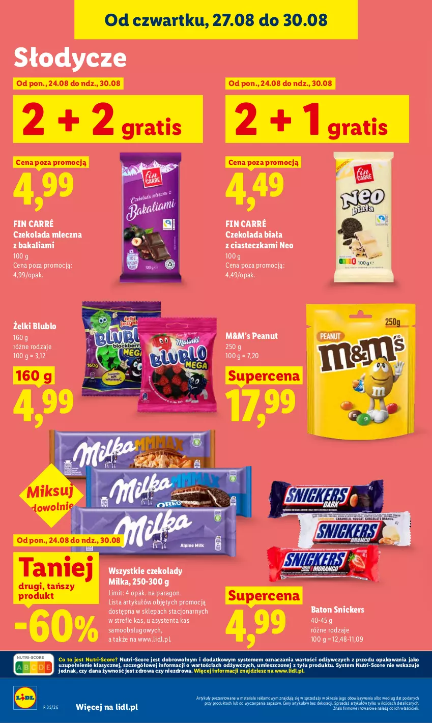 Gazetka promocyjna Lidl - Gazetka ważna od 27.08 do 30.08 - ważna 27.08 do 30.08.2026 - strona 74 - produkty: Baton, Czekolada, Czekolada mleczna, Gra, Milka, Snickers