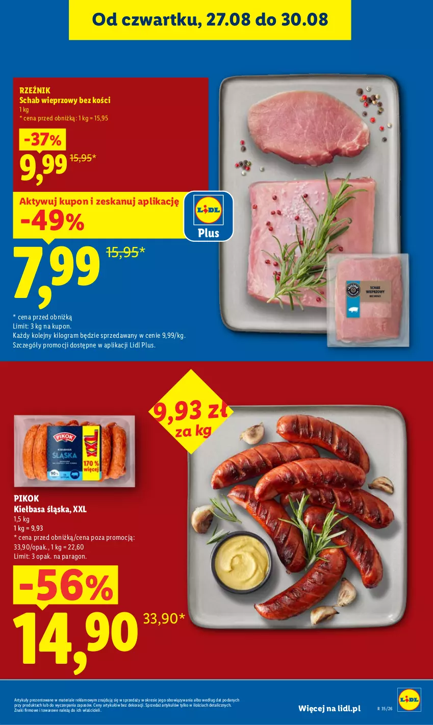 Gazetka promocyjna Lidl - Gazetka ważna od 27.08 do 30.08 - ważna 27.08 do 30.08.2026 - strona 9 - produkty: Gra, Kiełbasa, Kiełbasa śląska, Olej, PIKOK, Schab wieprzowy