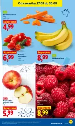 Gazetka promocyjna Lidl - Gazetka ważna od 27.08 do 30.08 - Gazetka - ważna od 30.08 do 30.08.2026 - strona 59 - produkty: Banany, Maliny, Pomidory, Jabłka