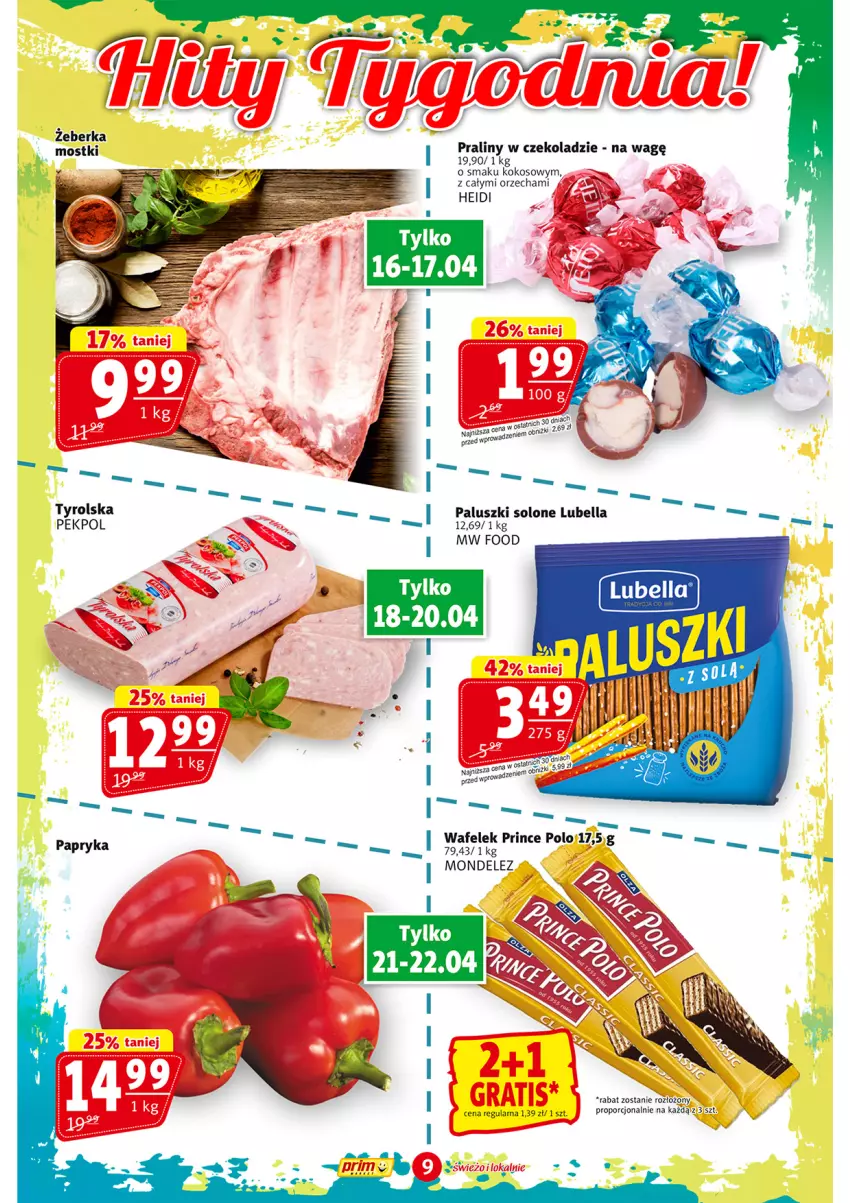Gazetka promocyjna Prim Market - ważna 16.04 do 22.04.2026 - strona 9 - produkty: Bell, Bella, Kokos, Lubella, Papryka, Pekpol, Por, Praliny, Prince Polo, Wafelek