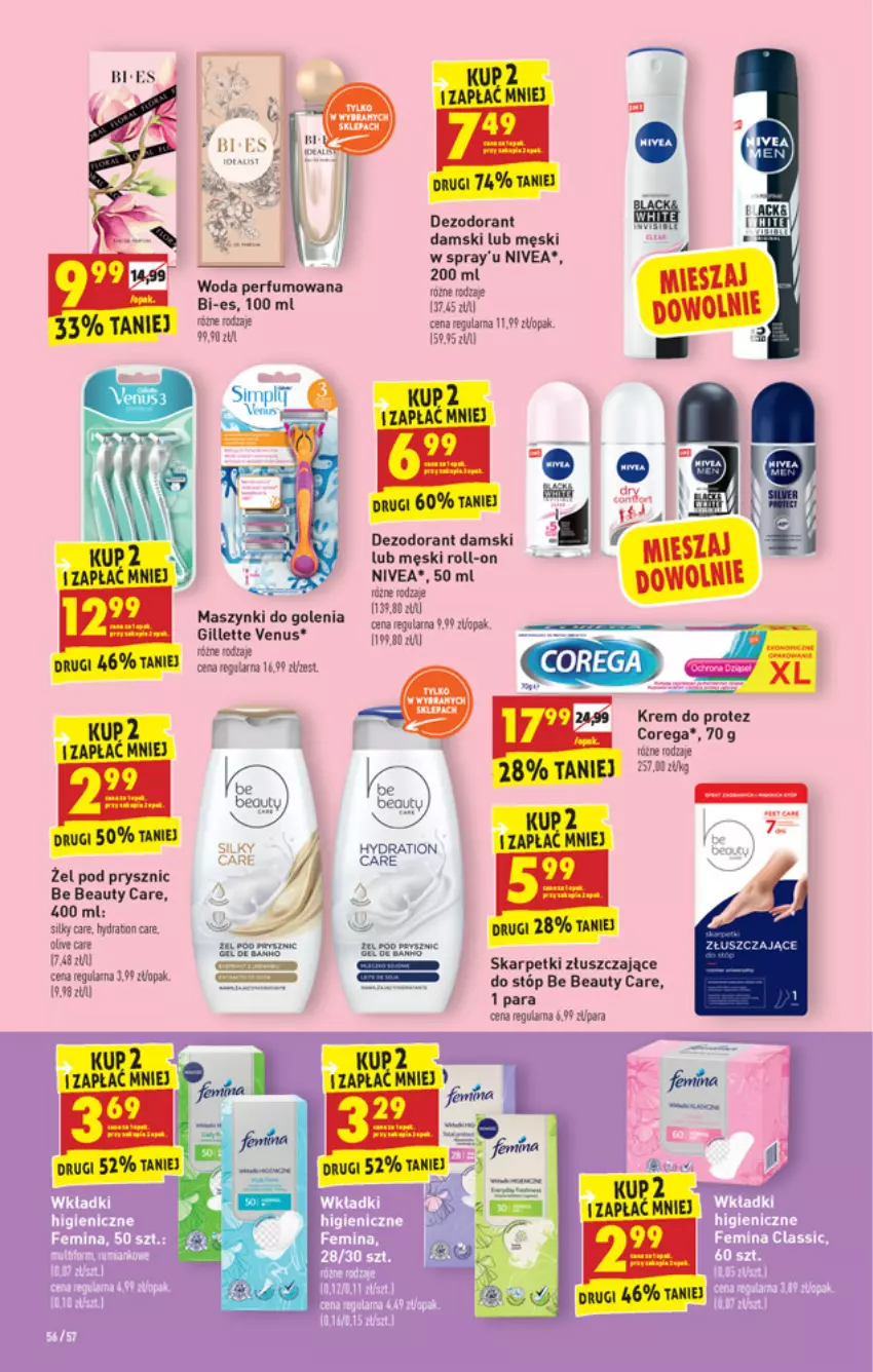 Gazetka promocyjna Biedronka - W tym tygodniu - ważna 30.08 do 04.09.2021 - strona 56 - produkty: Be Be, Corega, Dezodorant, Gillette, Gillette Venus, Karp, Nivea, Perfum, Skarpetki, Venus, Woda, Woda perfumowana