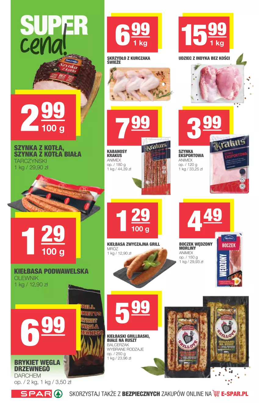 Gazetka promocyjna Spar - Spar - ważna 23.06 do 29.06.2021 - strona 4 - produkty: Boczek, Grill, Kabanos, Kiełbasa, Krakus, Kurczak, Morliny, Piec, Por, Sport, Szynka, Udziec z indyka