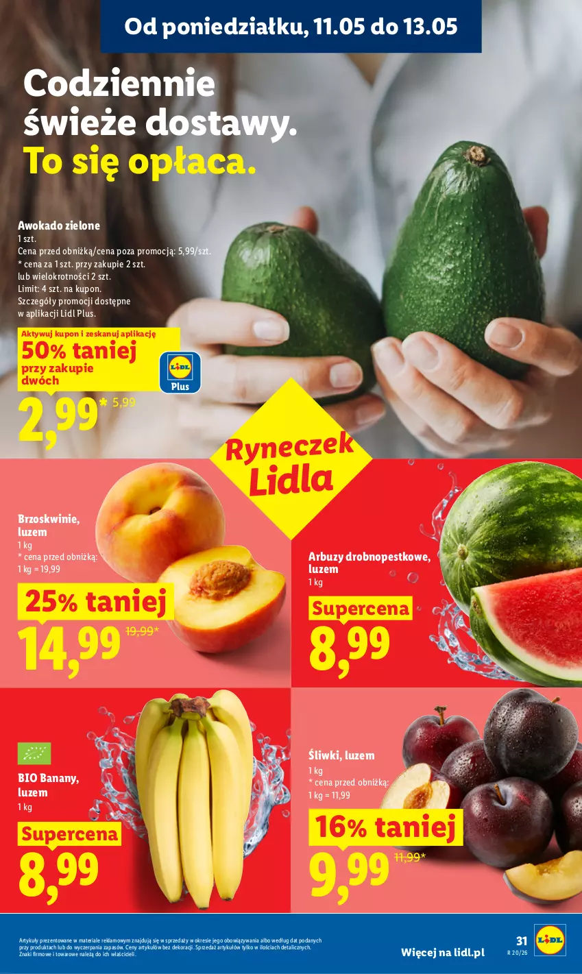 Gazetka promocyjna Lidl - Gazetka ważna od 11.05 do 13.05 - ważna 11.05 do 13.05.2026 - strona 31 - produkty: Arbuz, Banany, Brzoskwinie