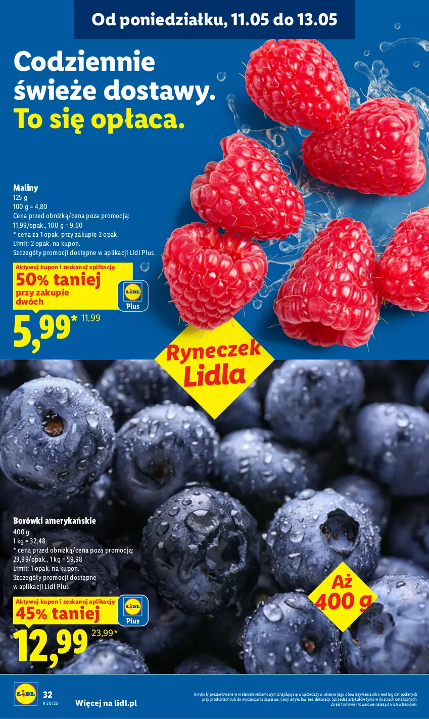 Gazetka promocyjna Lidl - Gazetka ważna od 11.05 do 13.05 - ważna 11.05 do 13.05.2026 - strona 32 - produkty: Maliny
