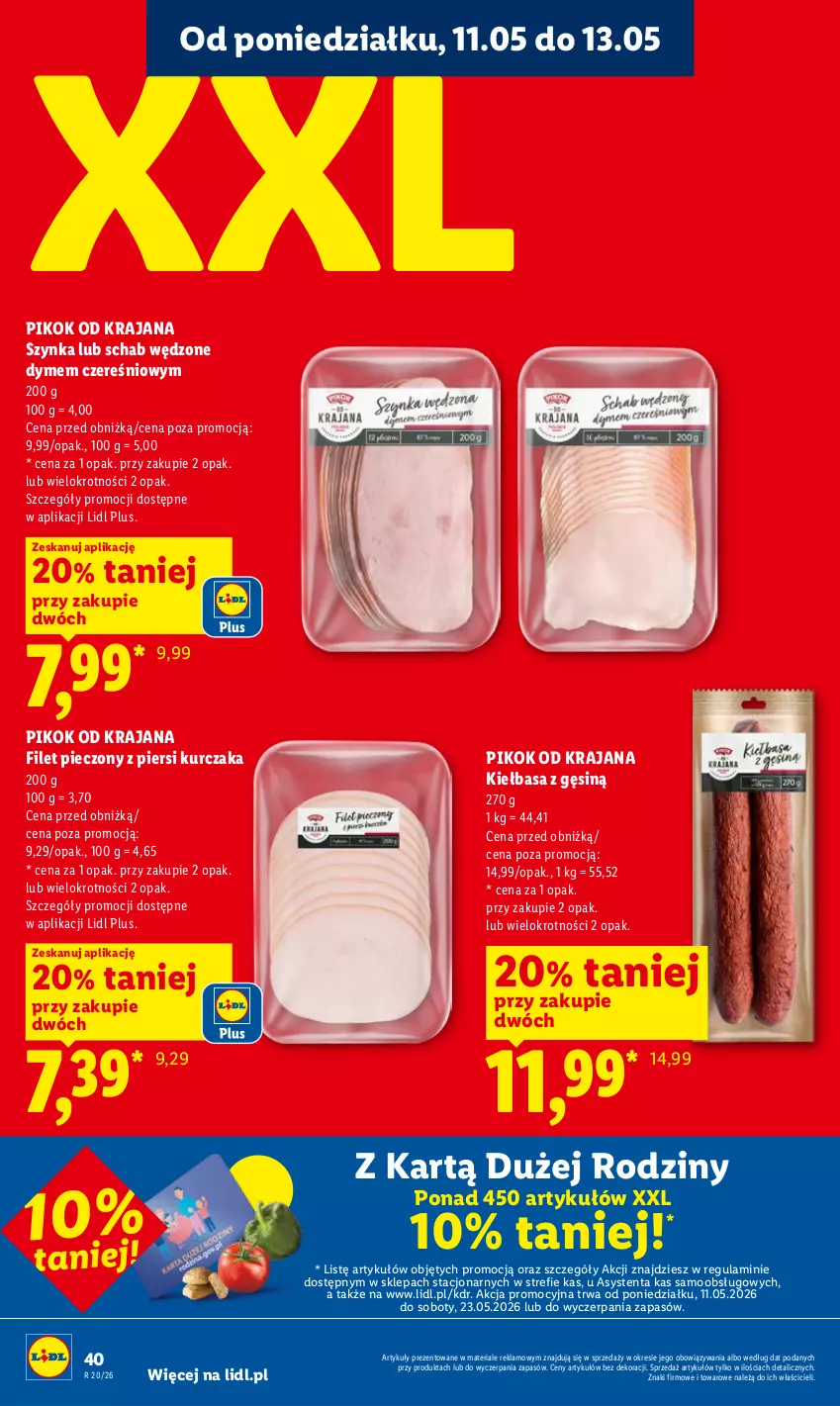 Gazetka promocyjna Lidl - Gazetka ważna od 11.05 do 13.05 - ważna 11.05 do 13.05.2026 - strona 40 - produkty: Kiełbasa, Kurczak, Piec, PIKOK, Szynka