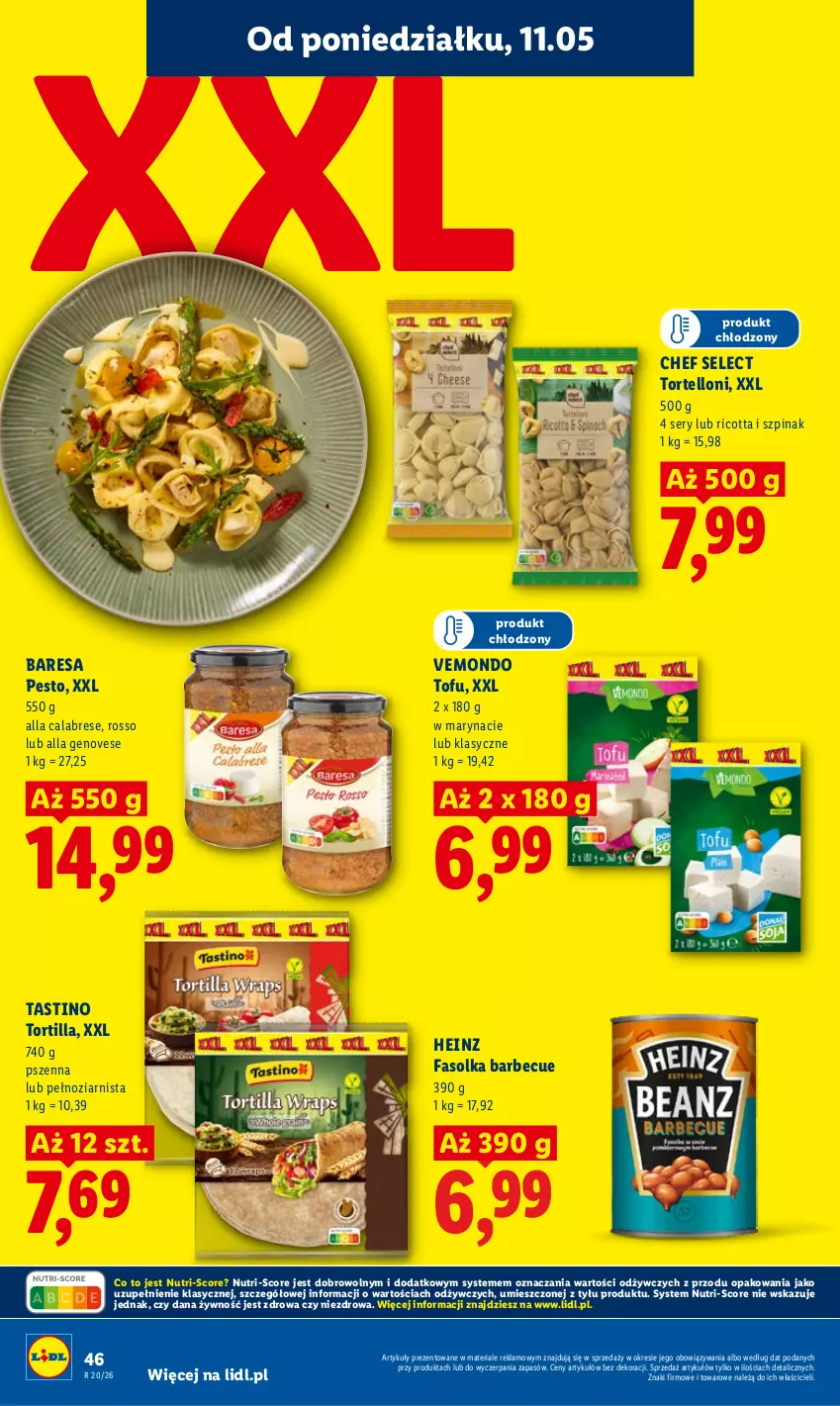 Gazetka promocyjna Lidl - Gazetka ważna od 11.05 do 13.05 - ważna 11.05 do 13.05.2026 - strona 46 - produkty: Fa, Heinz, Pesto, Ricotta, Ser, Szpinak, Tofu, Tortelloni, Tortilla