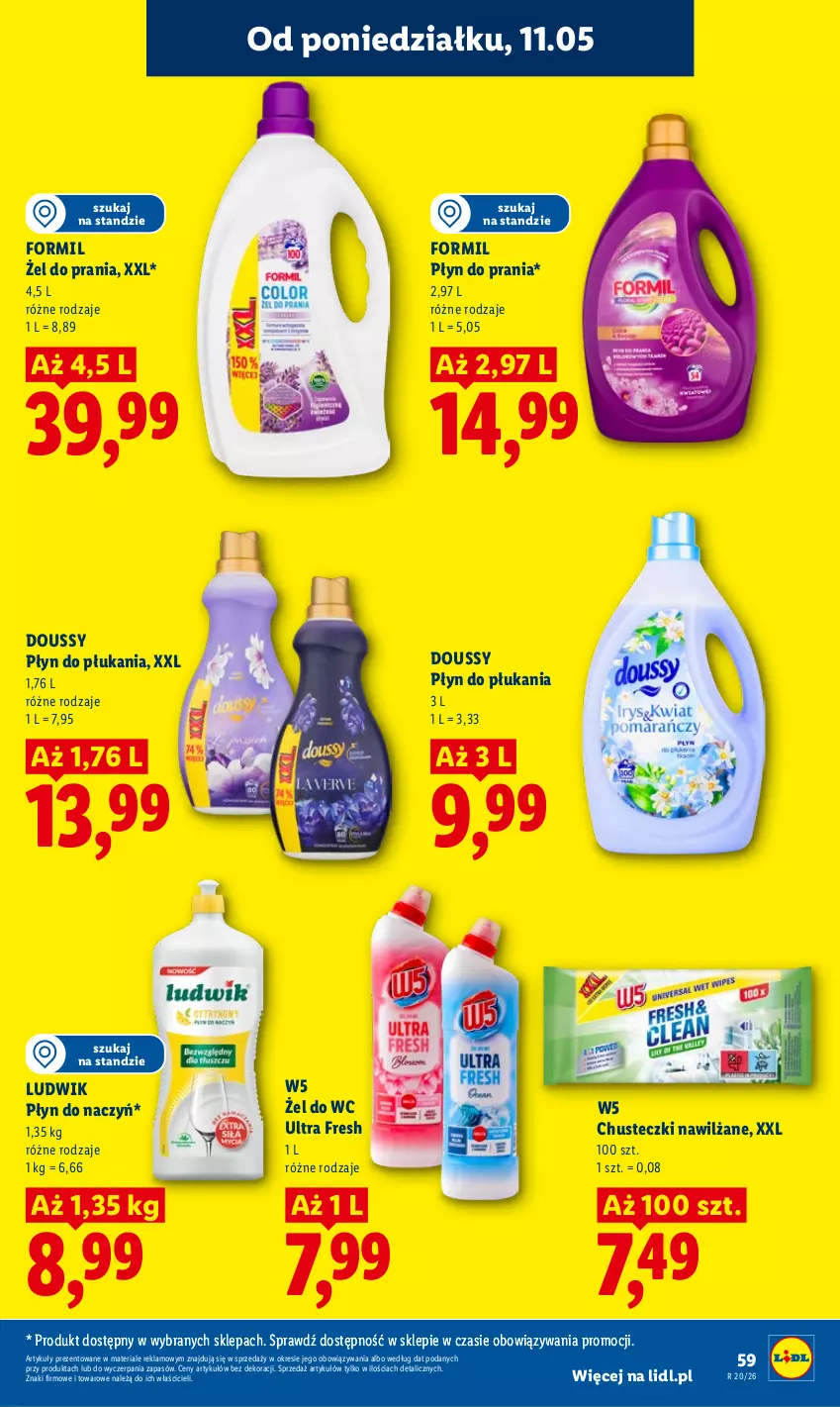 Gazetka promocyjna Lidl - Gazetka ważna od 11.05 do 13.05 - ważna 11.05 do 13.05.2026 - strona 59 - produkty: Chusteczki, Ludwik, Płyn do płukania, Płyn do prania