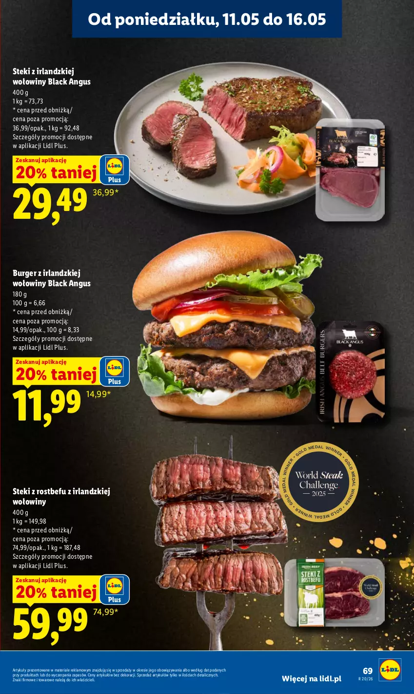 Gazetka promocyjna Lidl - Gazetka ważna od 11.05 do 13.05 - ważna 11.05 do 13.05.2026 - strona 69 - produkty: Burger, Lack, Rostbef, Stek