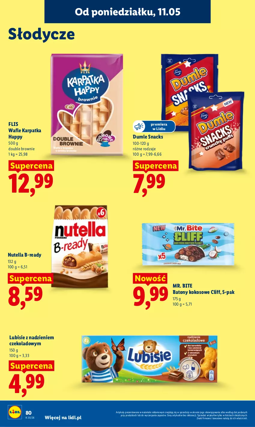 Gazetka promocyjna Lidl - Gazetka ważna od 11.05 do 13.05 - ważna 11.05 do 13.05.2026 - strona 82 - produkty: Baton, Brownie, Karp, Kokos, Lubisie, Nutella, Wafle
