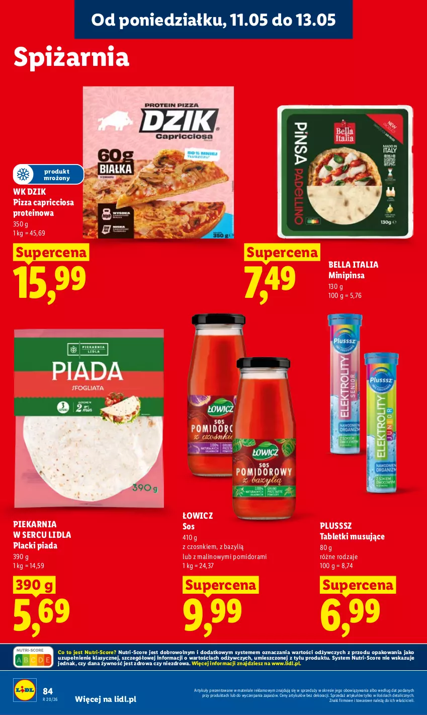 Gazetka promocyjna Lidl - Gazetka ważna od 11.05 do 13.05 - ważna 11.05 do 13.05.2026 - strona 86 - produkty: Bazyl, Bell, Bella, Lack, Mus, Pizza, Ser, Sos, Tablet, Tabletki musujące