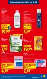 Gazetka promocyjna Lidl - Gazetka ważna od 11.05 do 13.05 - Gazetka - ważna od 13.05 do 13.05.2026 - strona 61 - produkty: Mydło w płynie, BIC, Płyn micelarny, Pianka do golenia, Podpaski, Garnier, Mydło, Wkładki