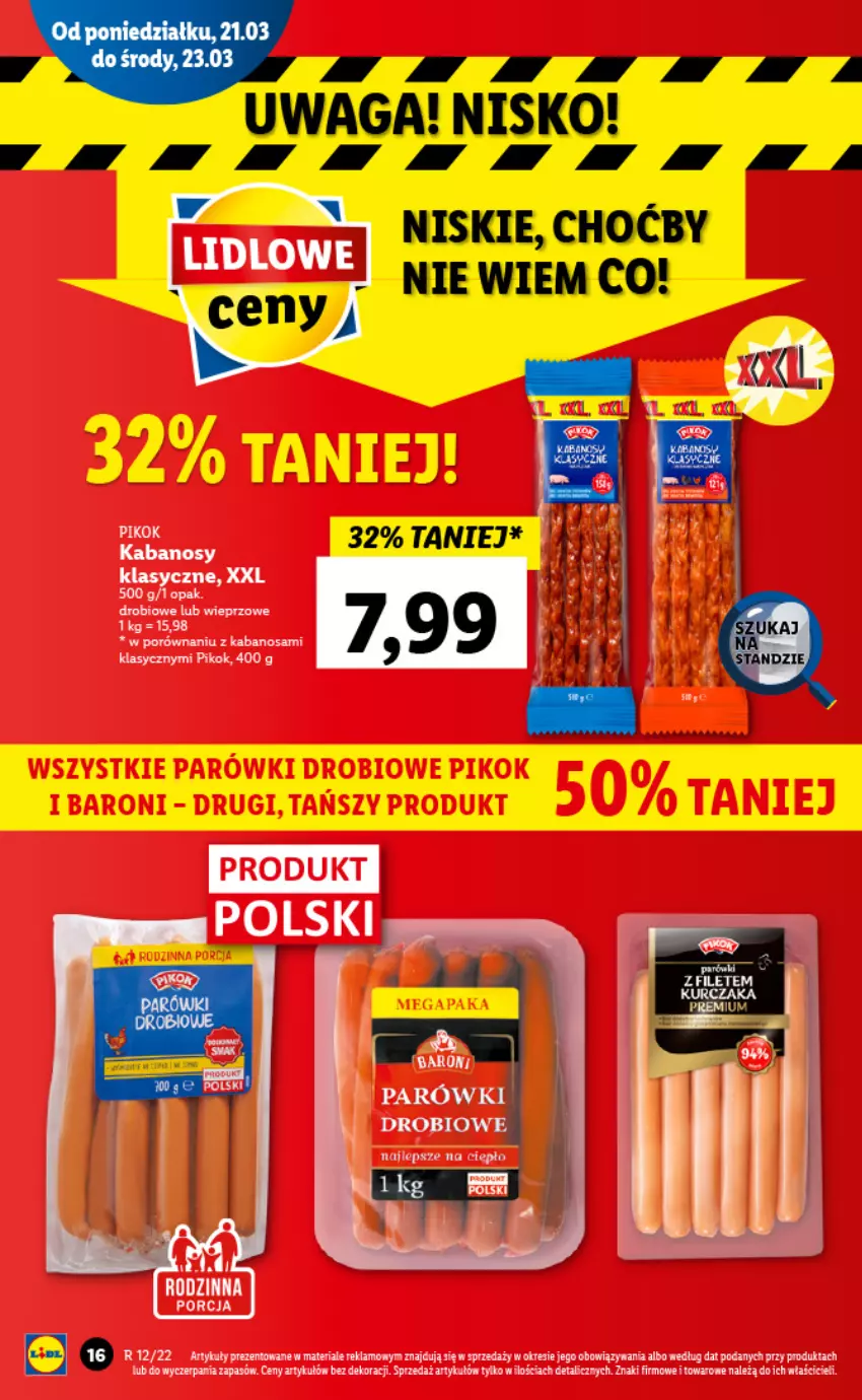 Gazetka promocyjna Lidl - GAZETKA - ważna 21.03 do 23.03.2022 - strona 16 - produkty: Kabanos, Parówki, PIKOK, Por, Waga