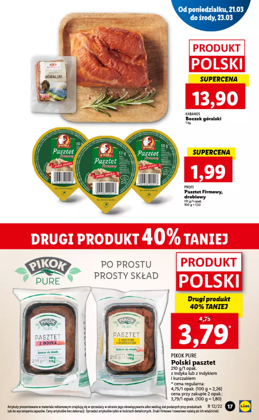 Gazetka promocyjna Lidl - GAZETKA - ważna 21.03 do 23.03.2022 - strona 17 - produkty: Kabanos, Kurczak, Pasztet, PIKOK, Pur