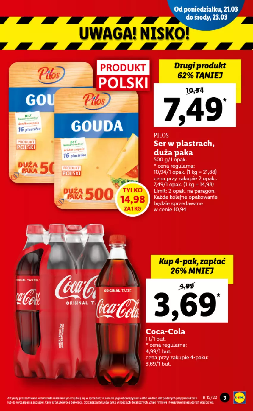 Gazetka promocyjna Lidl - GAZETKA - ważna 21.03 do 23.03.2022 - strona 3 - produkty: Coca-Cola, Gin, Olej, Pilos, Ser, Waga